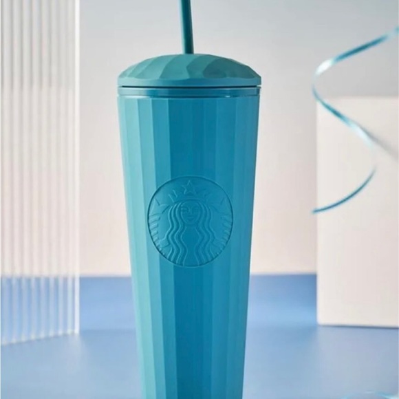 π Starbucks Matte Teal Aqua Dark Turquoise Blue Venti Tumbler NEW Overseas HTF - Picture 7 of 11